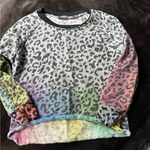 Flowers by Zoe Multicolor Leopard Print Kids Sweatshirt
